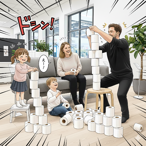トイレットペーパー積み